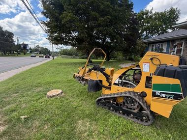 Tracked stump grinder on a stump removal job in Greater Moncton